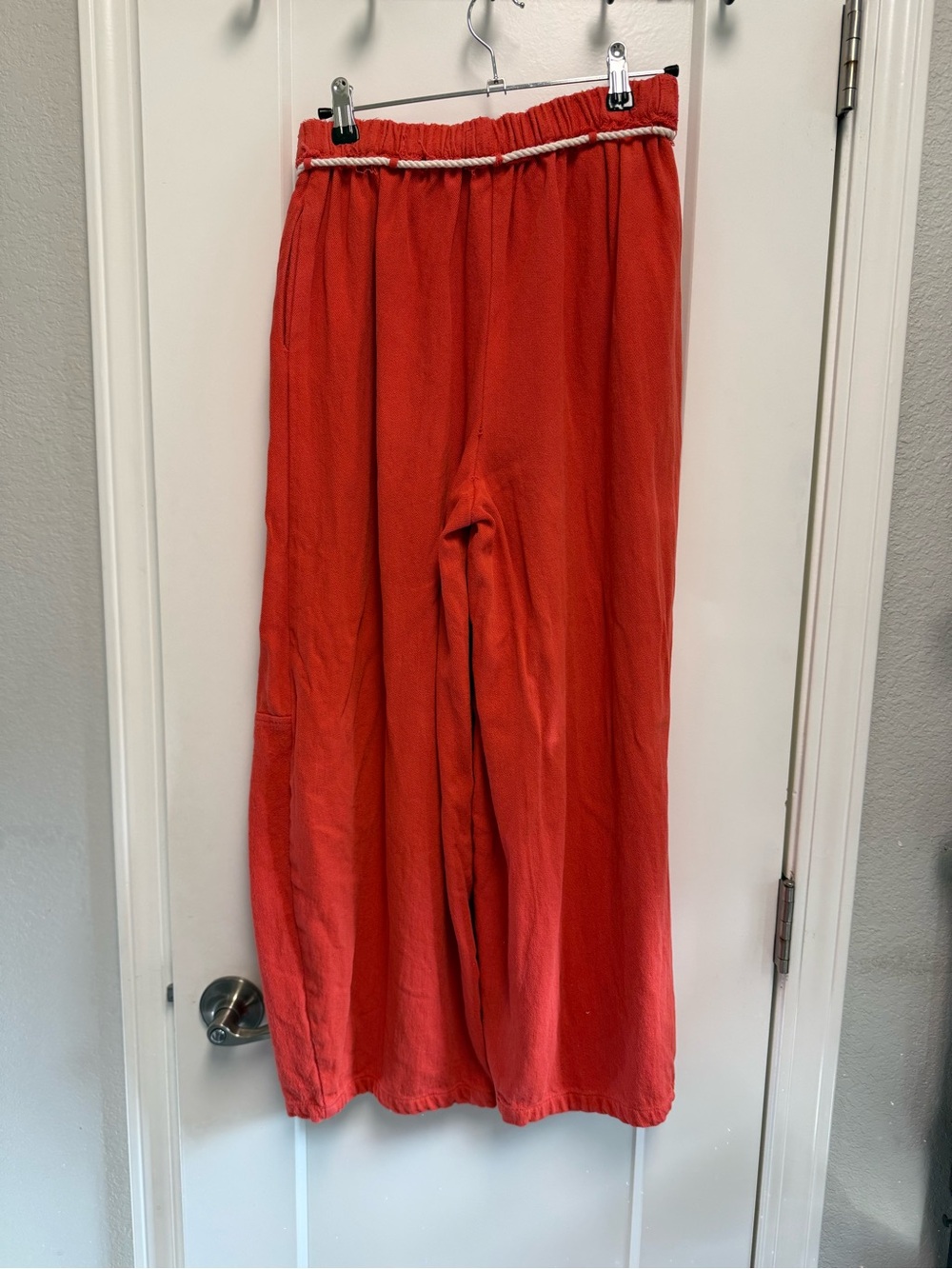 Free People Wide-Leg Drawstring Pants in Red - Picture 4 of 7
